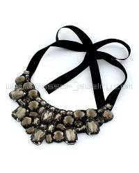 Gemstone Ribbon Chocker Necklace